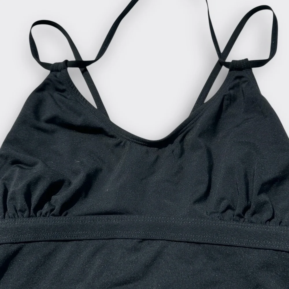 Athleta Black Skinny Strap Criss Cross One Piece Swimsuit L